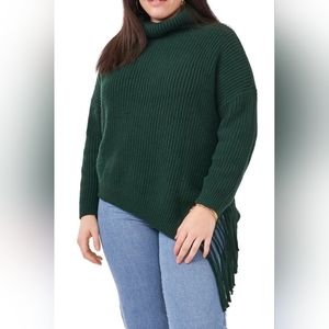 NWT FRINGE ASYMMETRIC PULLOVER EMERALD HEAVYWEIGHT SWEATER 2X- VINCE CAMUTO